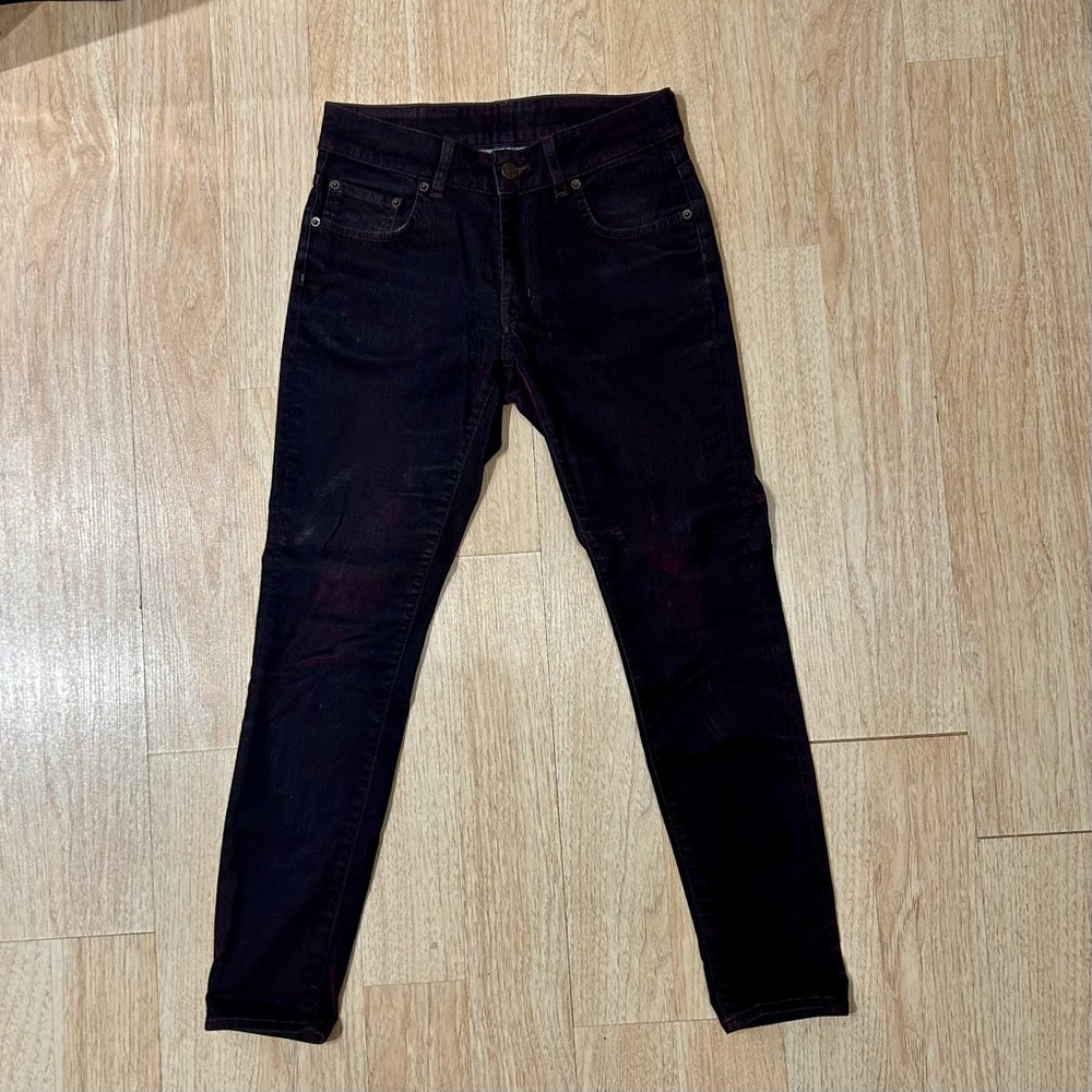 6397 Deep Purple Velvet Mini Skinny Jeans 26